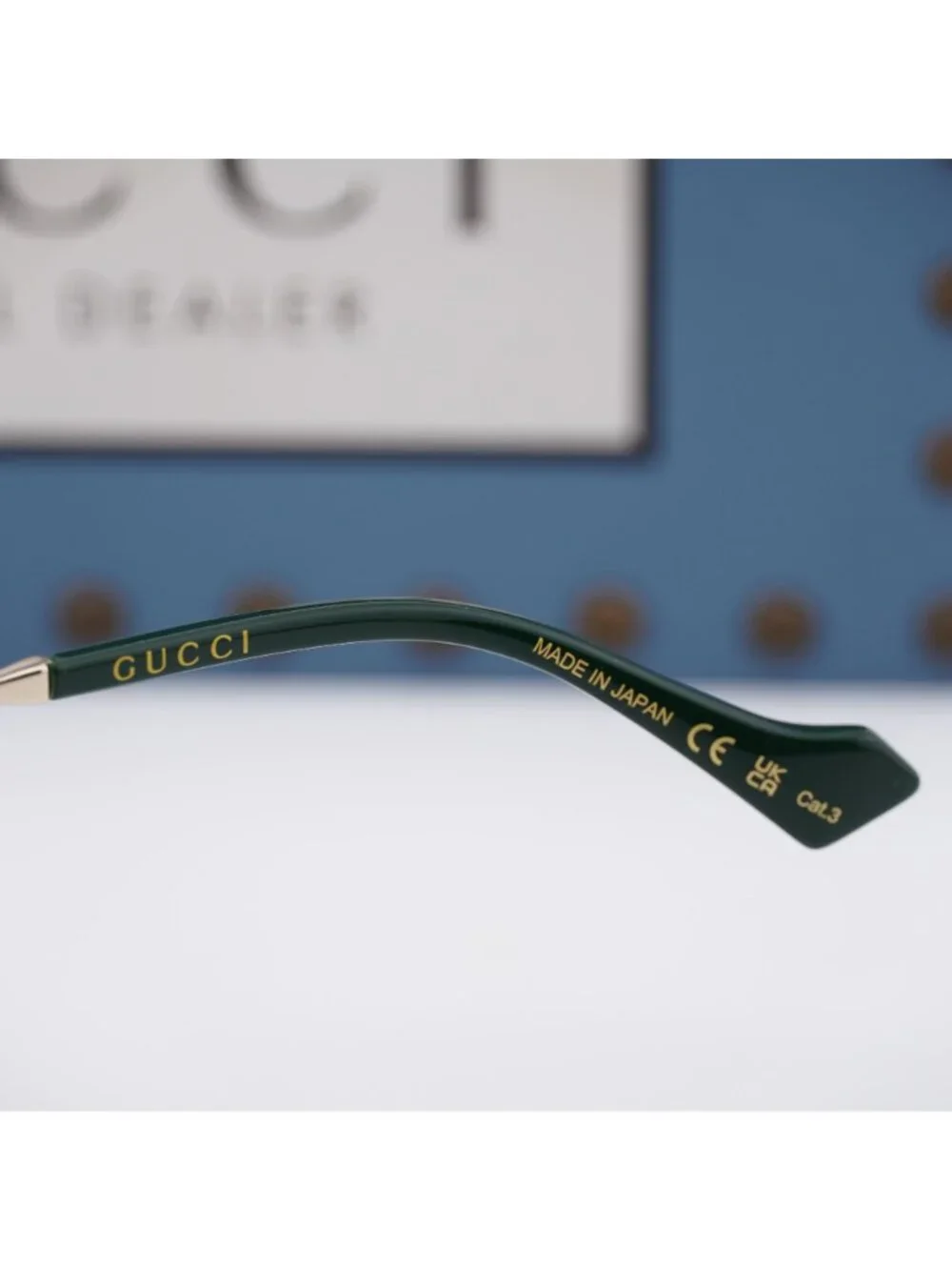 Gucci GG0840S 002 Aviator Sunglasses - Gold / Green